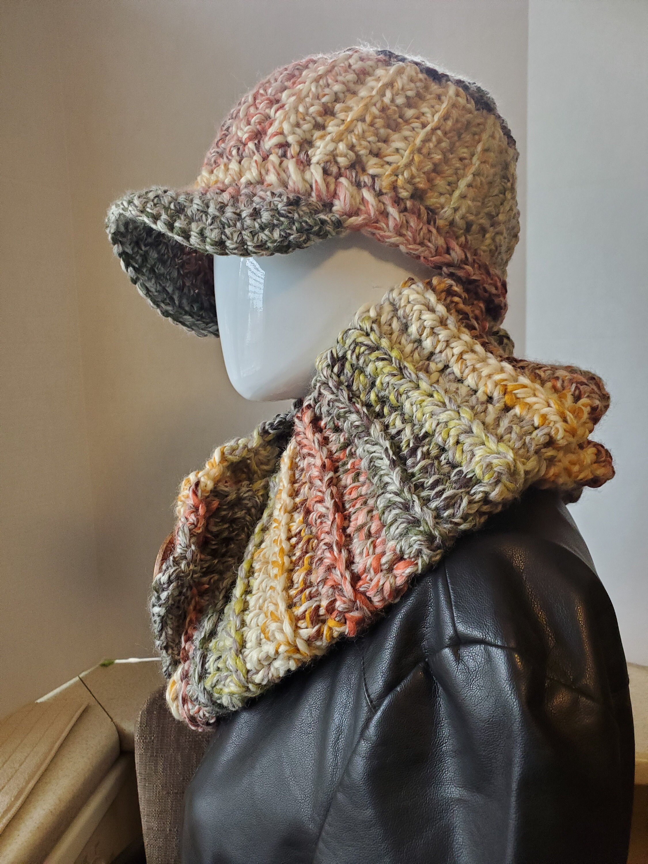Orange Blend Scarf & Hat - Neckwarmer Set Scarf- Cowl- Matching Hat- Multiscarf Custom Colors Available