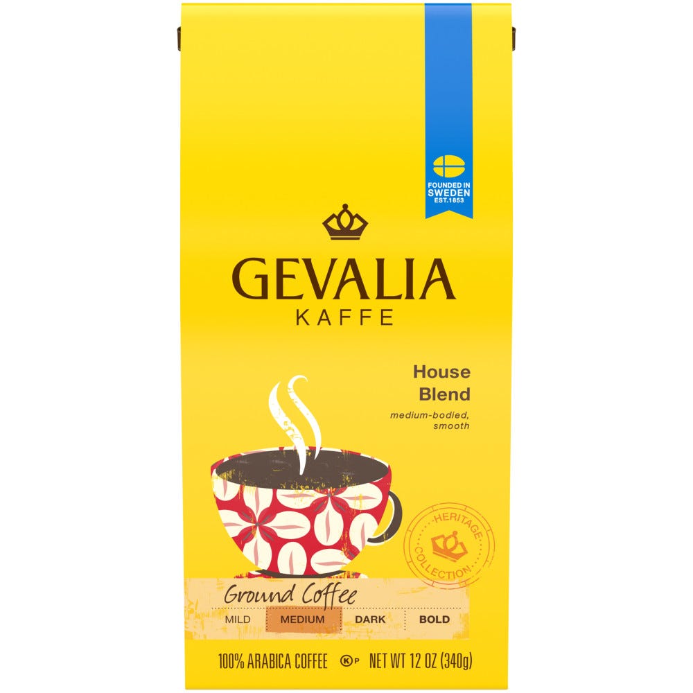 Gevalia House Blend Ground Coffee, Caffeinated - 12 oz