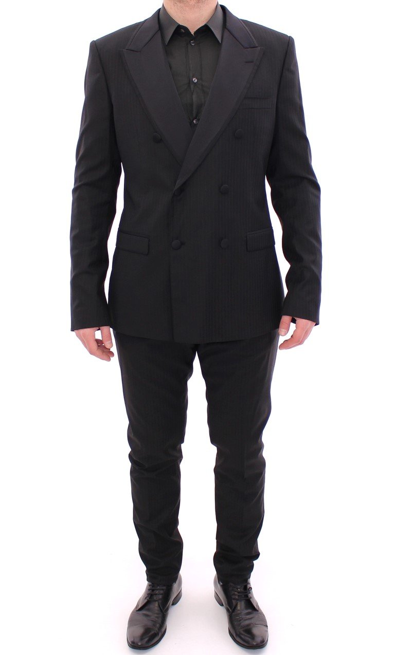 Dolce & Gabbana Men's Striped Double Breasted Slim Fit Suit Beige GSD10224 - IT54 | XL