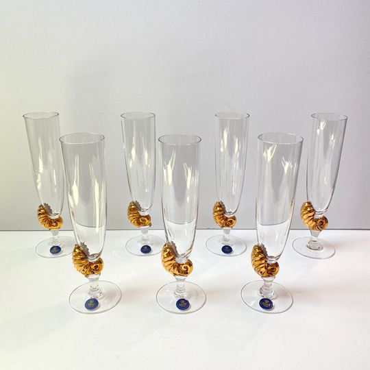 Royal Copenhagen pair good of Neptune millennium champagne glasses