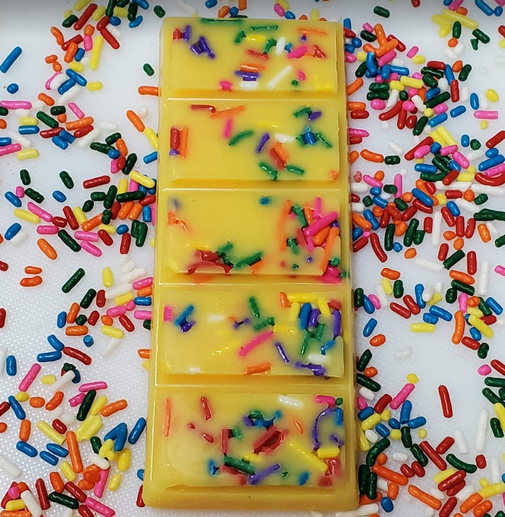 Birthday Cake Soy Blend Strong Wax Melts Snap Bar Tarts With Sprinkles | 1.5 Oz Bar Stocking Stuffer Gift For Her Christmas