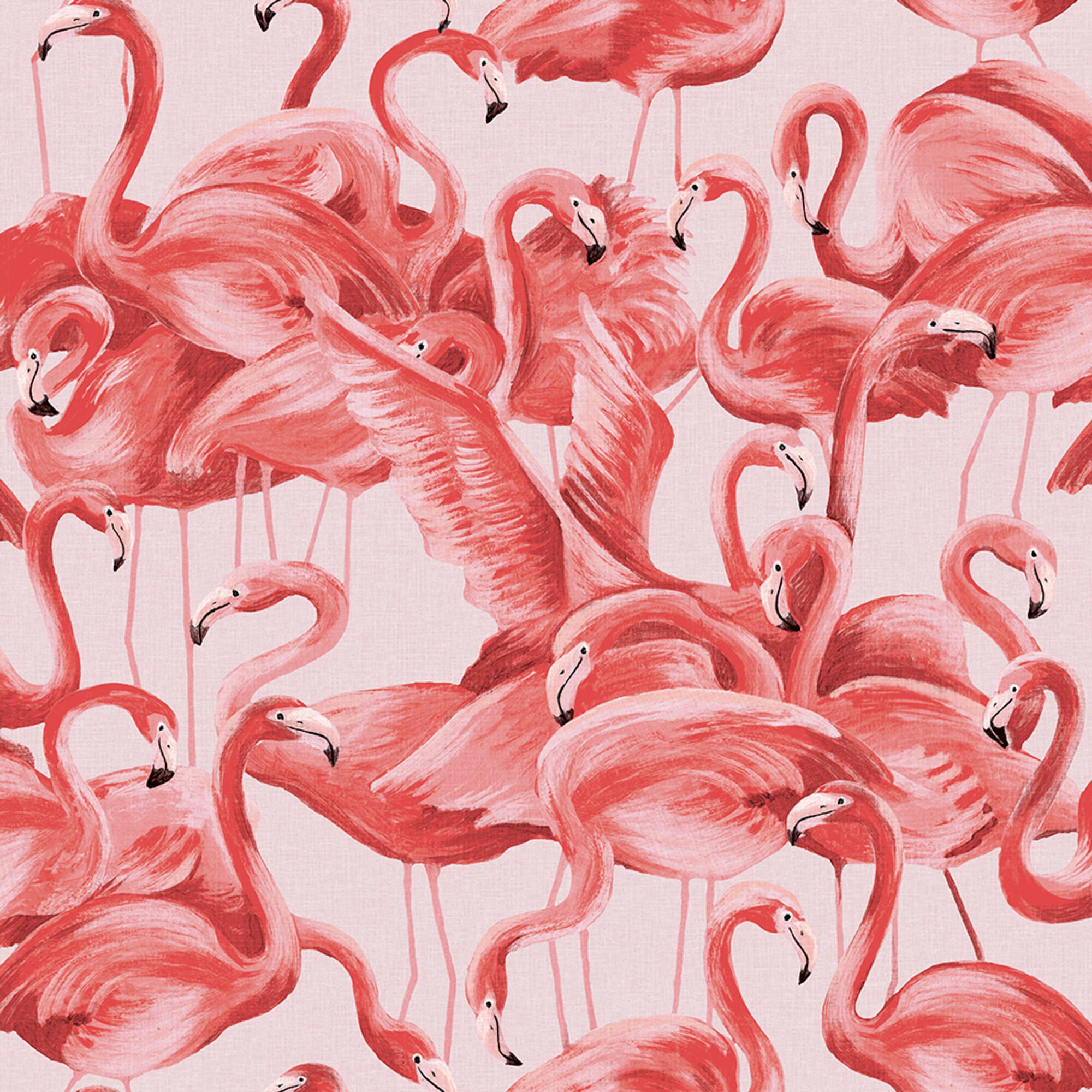 Flamingo Gathering Peel and Stick Wallpaper: Pink by World Market
