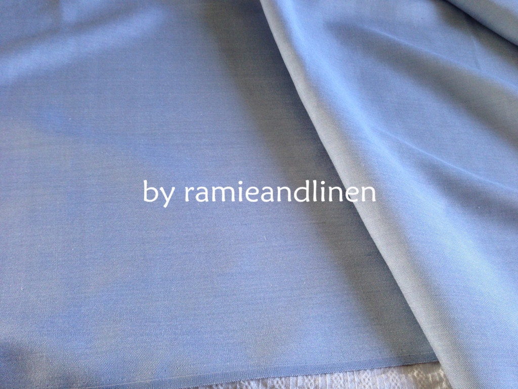 Silk Fabric, Light Blue Silk Cotton Blend Yarn Dyed Shirt Half Yard By 45 Wide