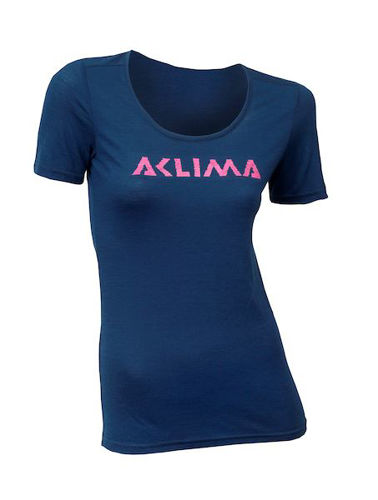 Aclima Light Wool T-Shirt R-Neck W Logo Insigblue