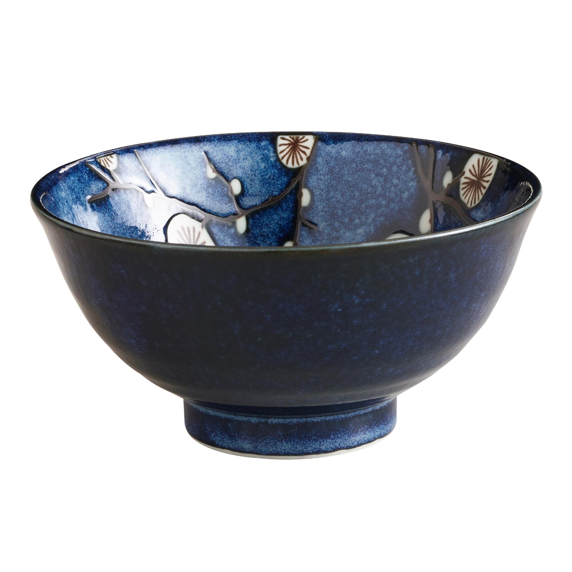 Blue Cherry Blossom Bowls Set Of 6 - Stoneware by World Market