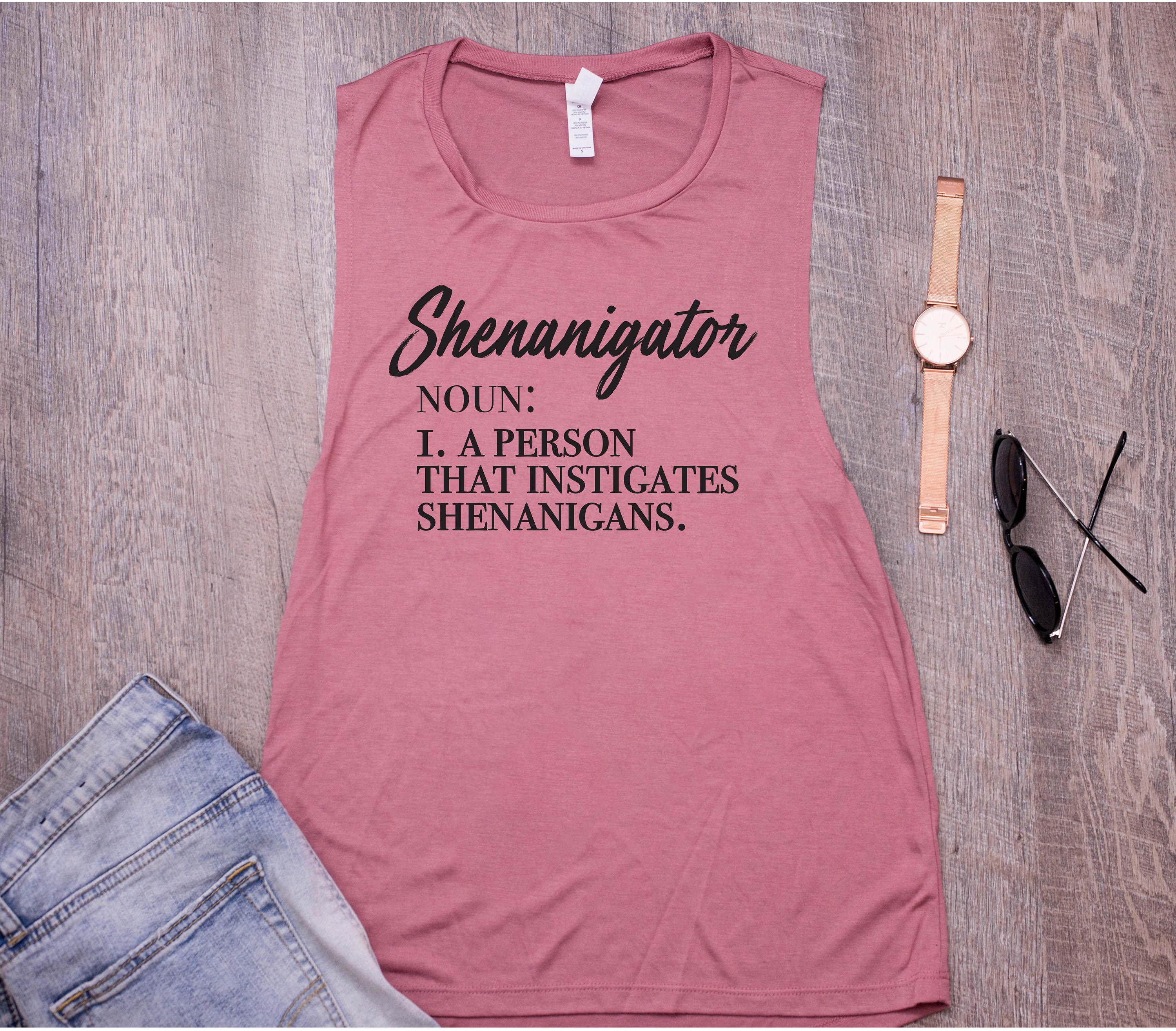 Shenanigator Womens Funny Muscle Tank Top Bachelorette Brunch Drinking Tanks Group Fast Shipping Trending