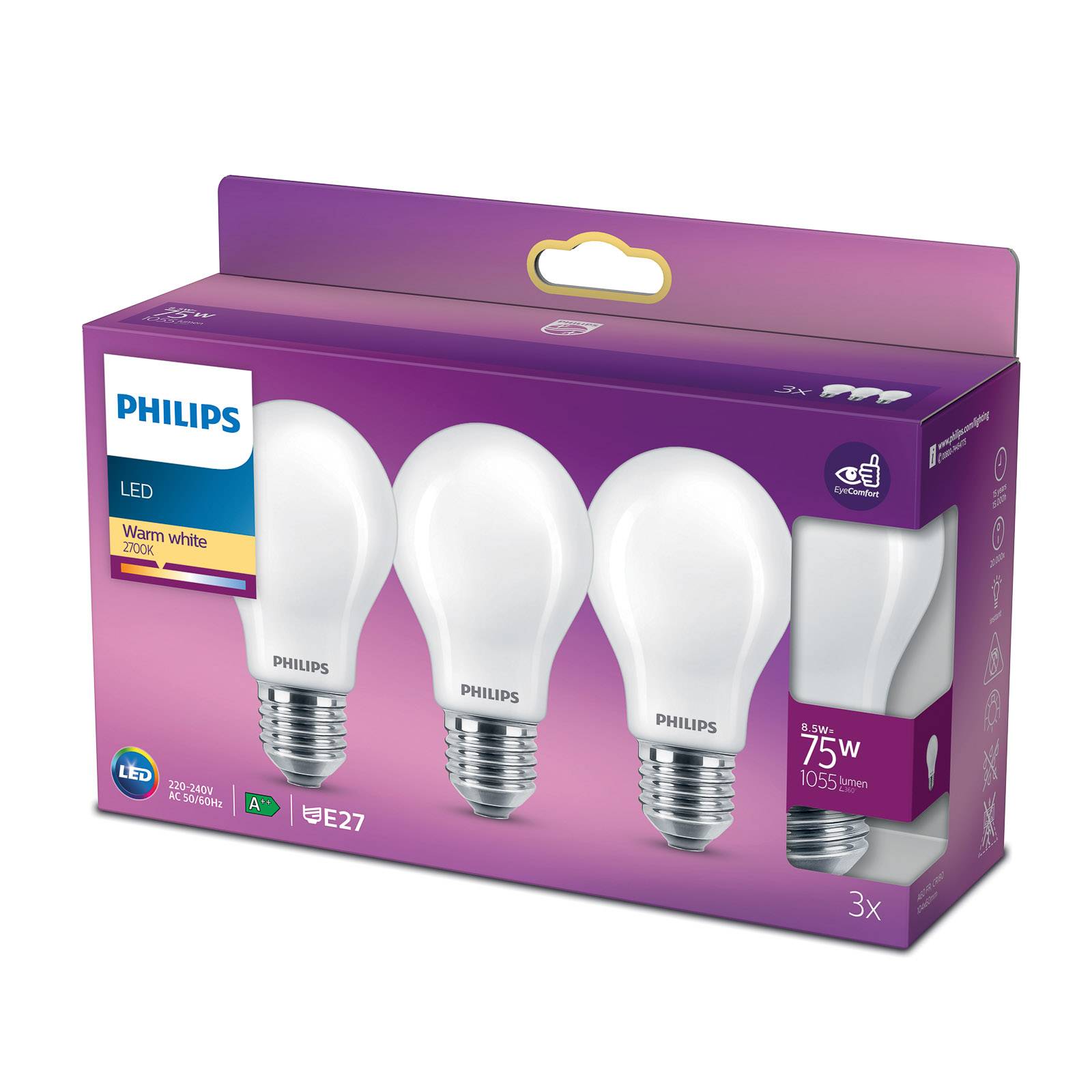Philips LED-lamppu Classic E27 A60 8,5W 2 700 K 3