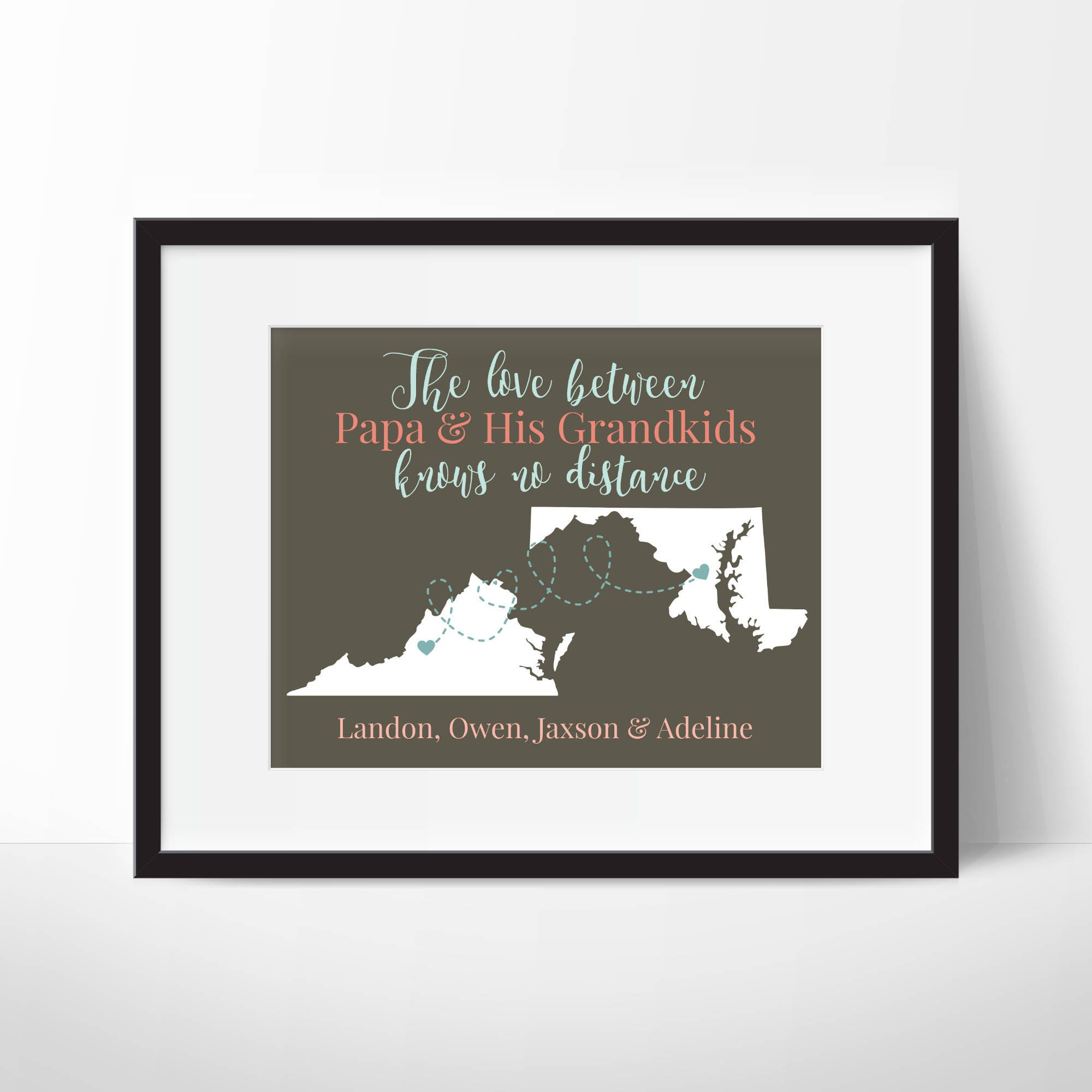 Personalized State Print For Grandparents, The Love Between Custom Map Art, Long Distance Art