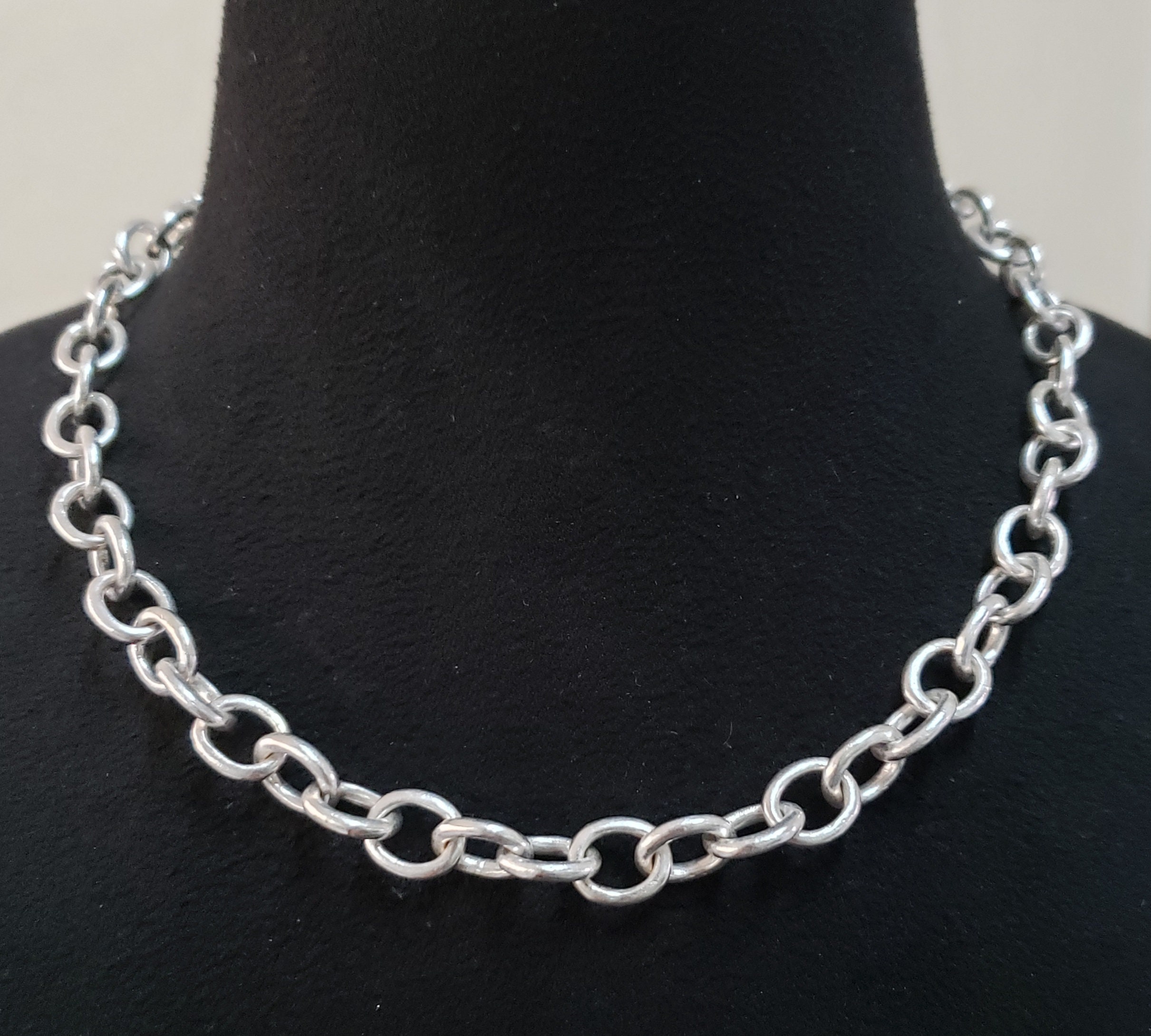 Handmade Curb Chain Necklace, 925 Mens Silver Chain, Thick Simple Solid Soldered, Gift For Him