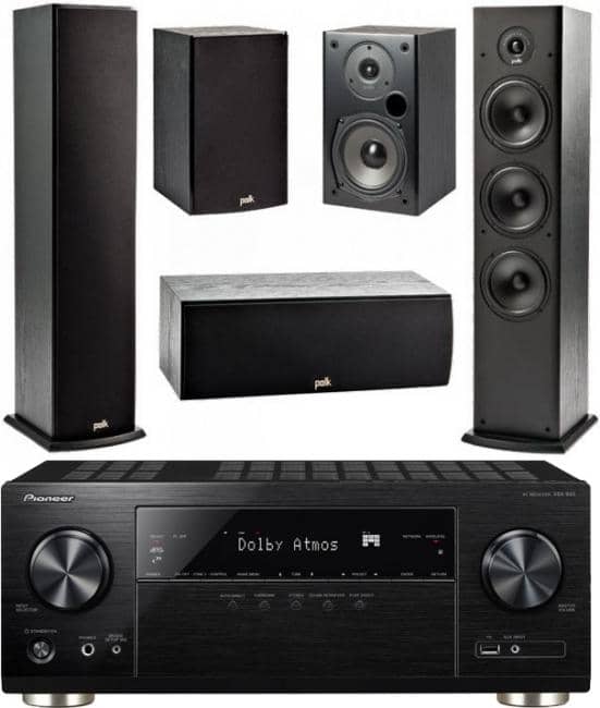 Polk Audio T-series 5.0 + Pioneer VSX-933 kotiteatteri-paketti