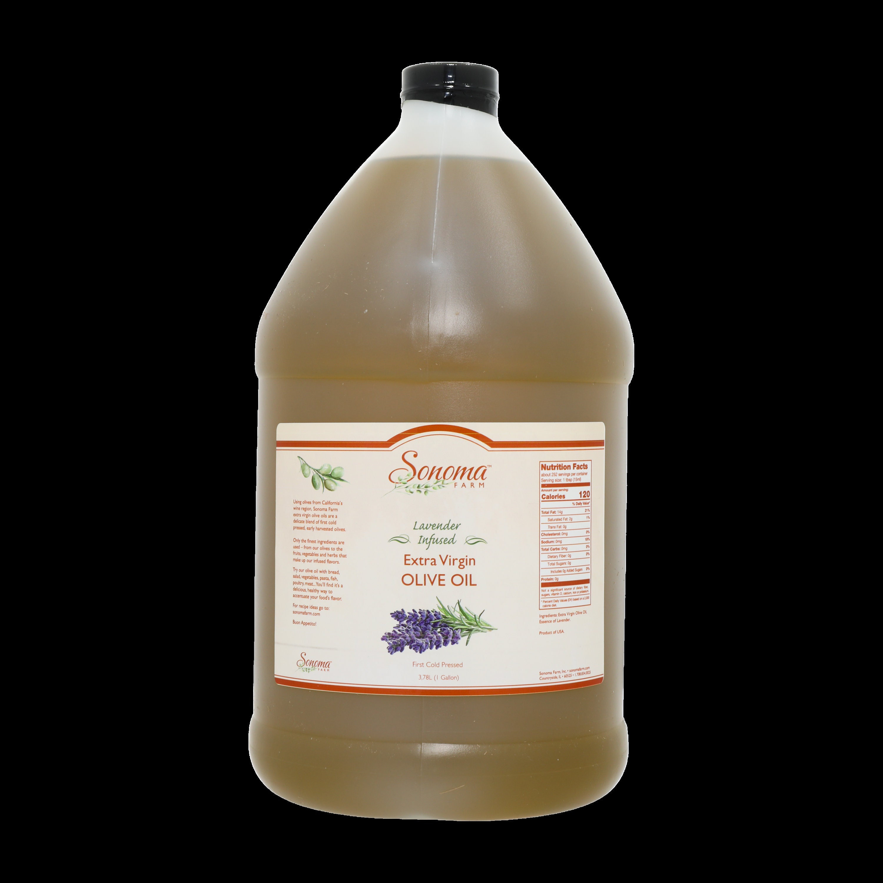 Lavender Infused Extra Virgin Olive Oil Bulk 1 Gallon/3.8 Liters, 128Oz -Food Service