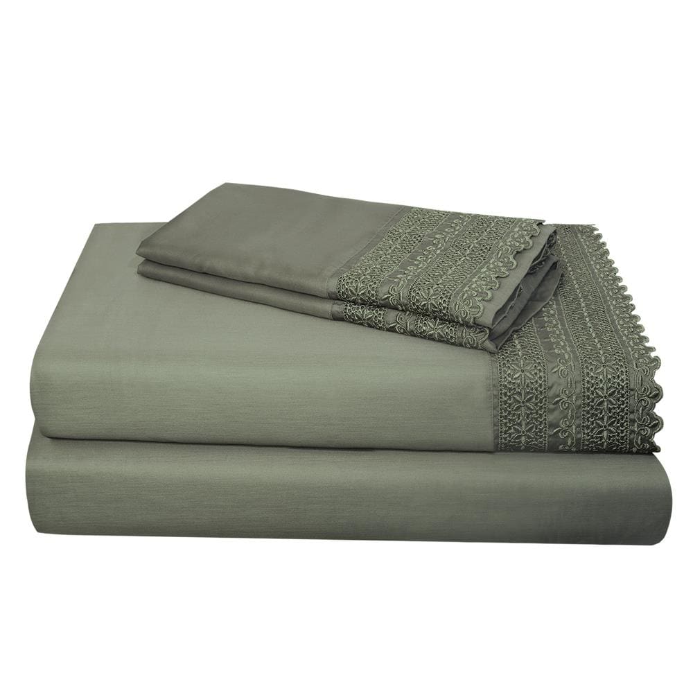 Grace Home Fashions RENAURAA Smart King Cotton Blend Bed Sheet in Gray | 1400CVC_AT-LC KPC CH