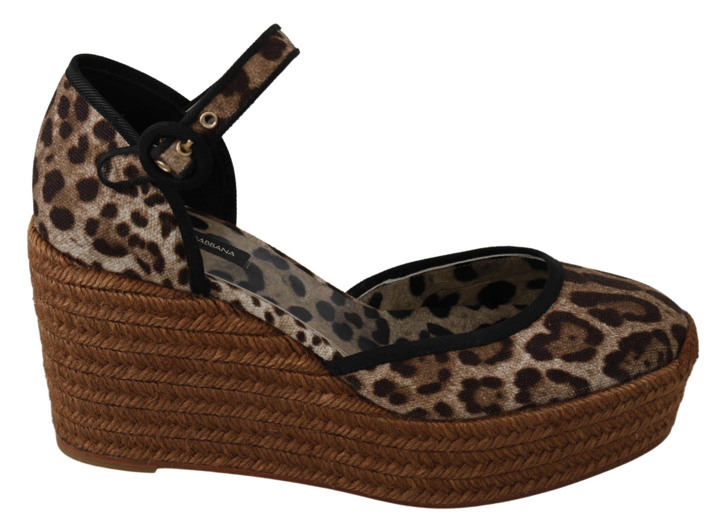 Dolce & Gabbana Women's Leopard Ankle Strap Sandal Brown LA7256 - EU39/US8.5