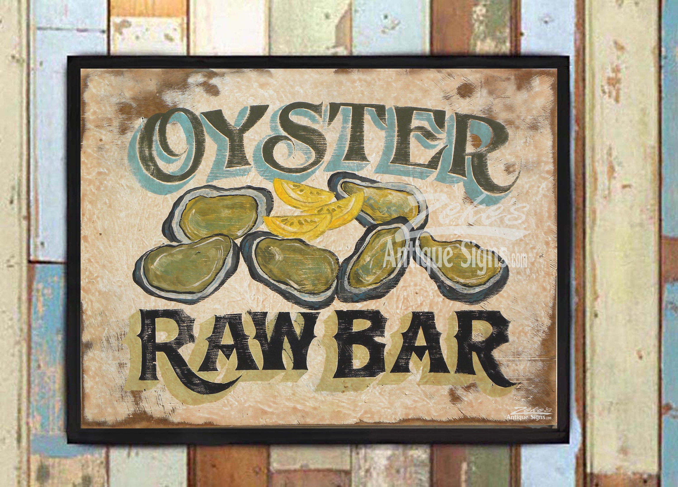 Oyster Bar Print Seafood Beach House Decor, Great For Bar, Home Brewery Or Restaurant This Art Generates Discussions. Hand Lettered