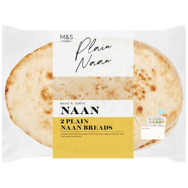 M&S Bake & Serve 2 Plain Naan Breads