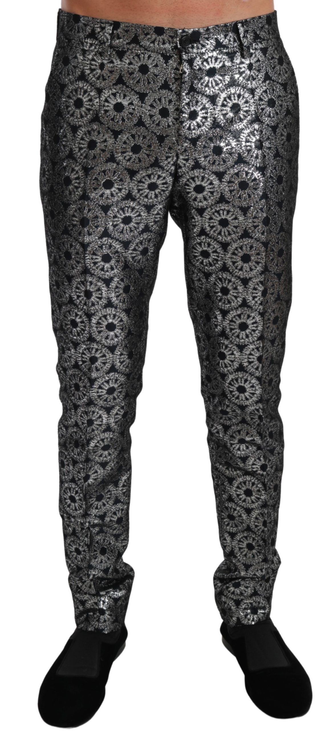 Dolce & Gabbana Men's Metallic Silver Trouser Black PAN71040 - IT46 | S