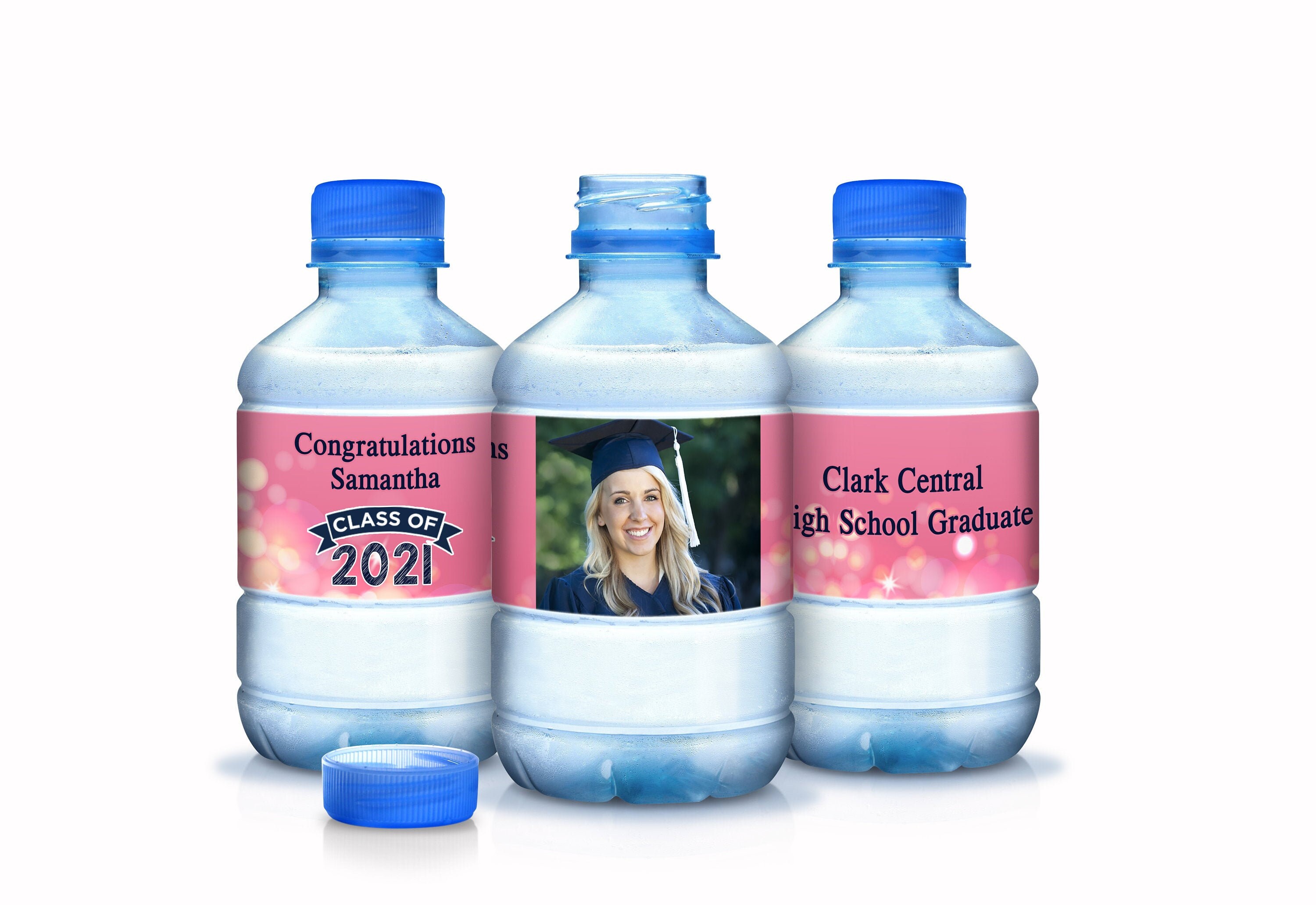 30 Graduation Water Bottle Labels - Graduate Bottled Custom Photo Class Of 2021