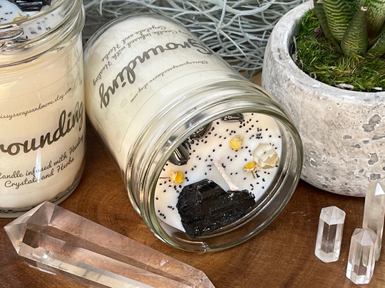 Buy Grounding Crystal Candle - Protection Soy Healing Crystals & Stones ...