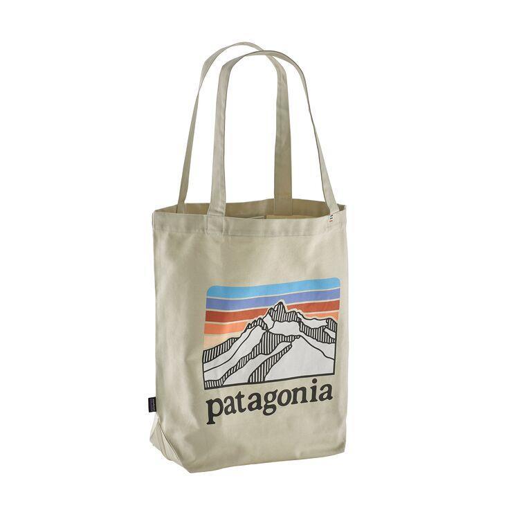 Patagonia Market Tote - Durable Bag from Organic Cotton, Line logo Ridge: Bleached Stone
