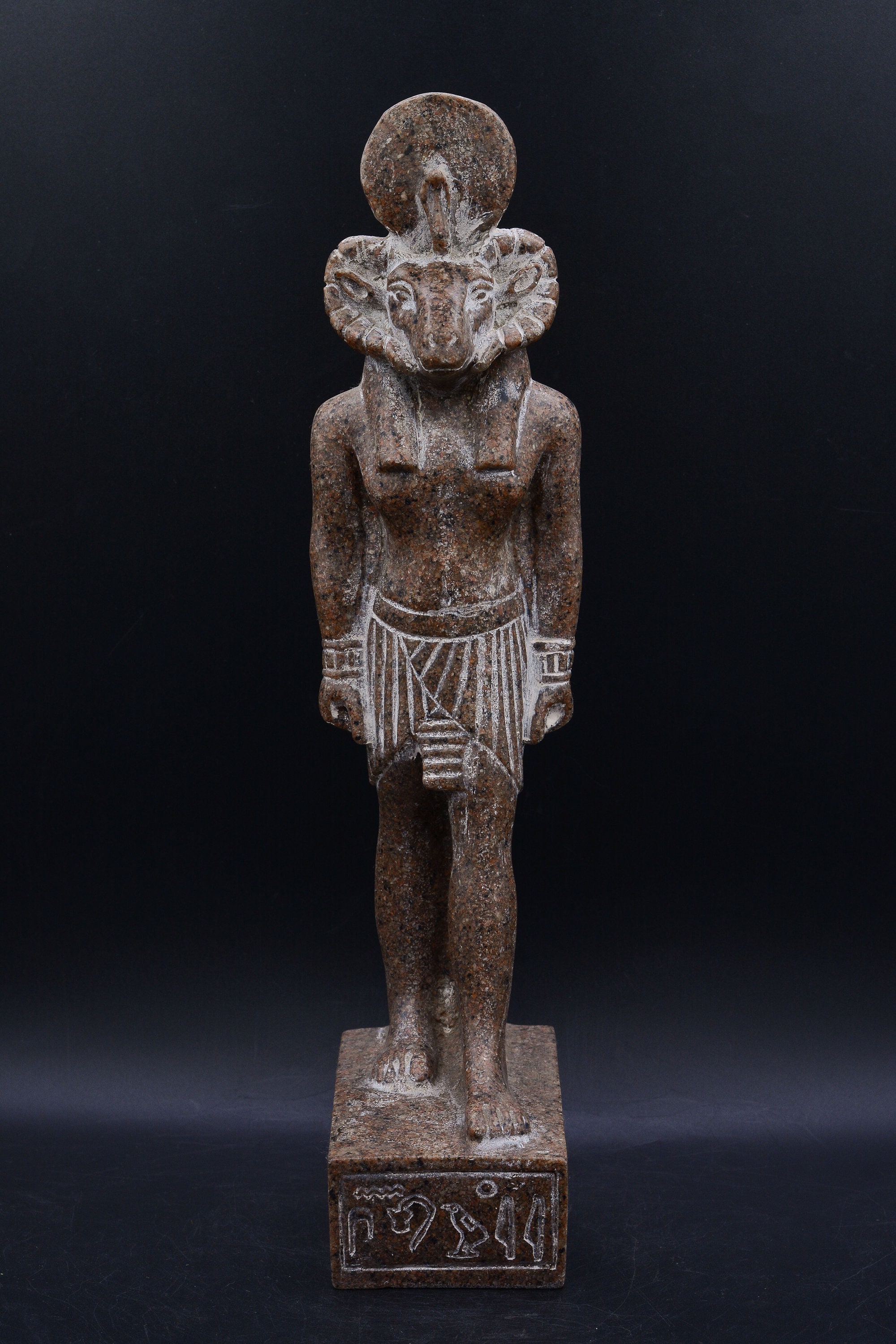 Statue Of Egyptian God Khnum Granite Stone | 2 Color Made in Egypt