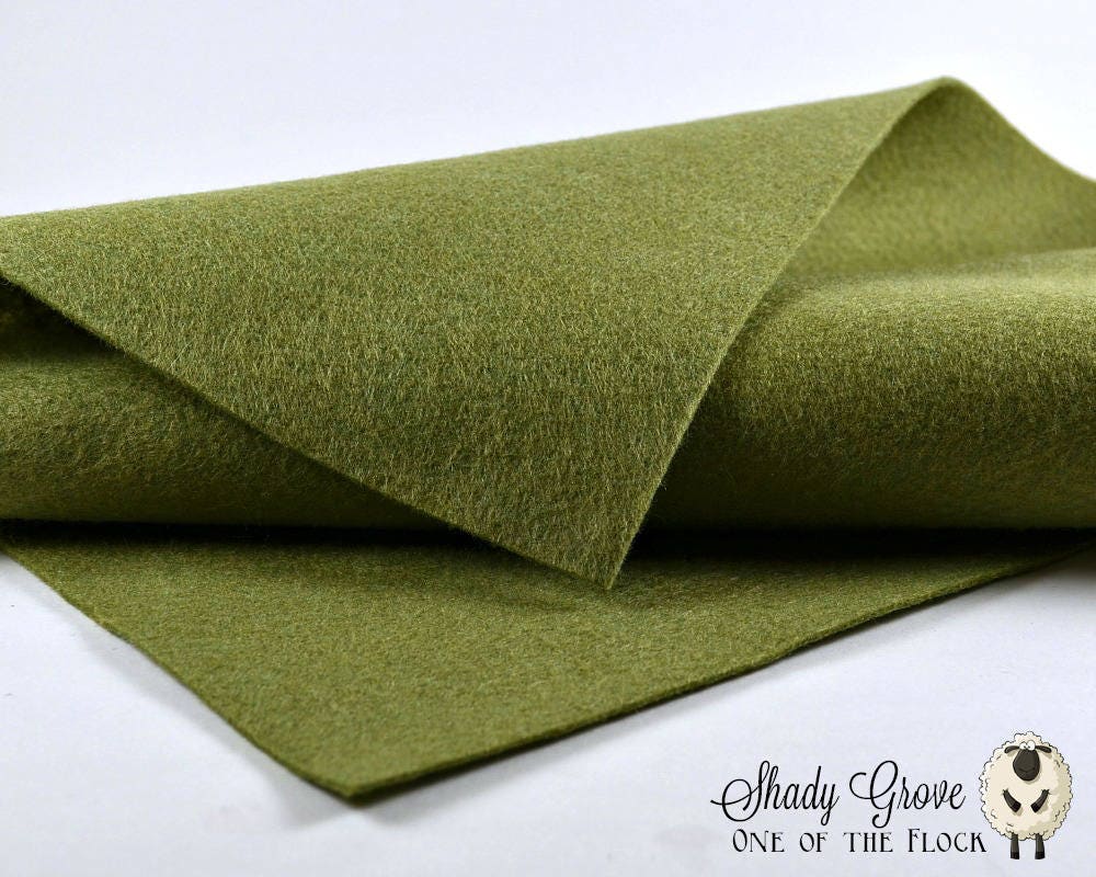 Shady Grove Wool Felt, Merino Blend Felt Yardage, Fabric, Green