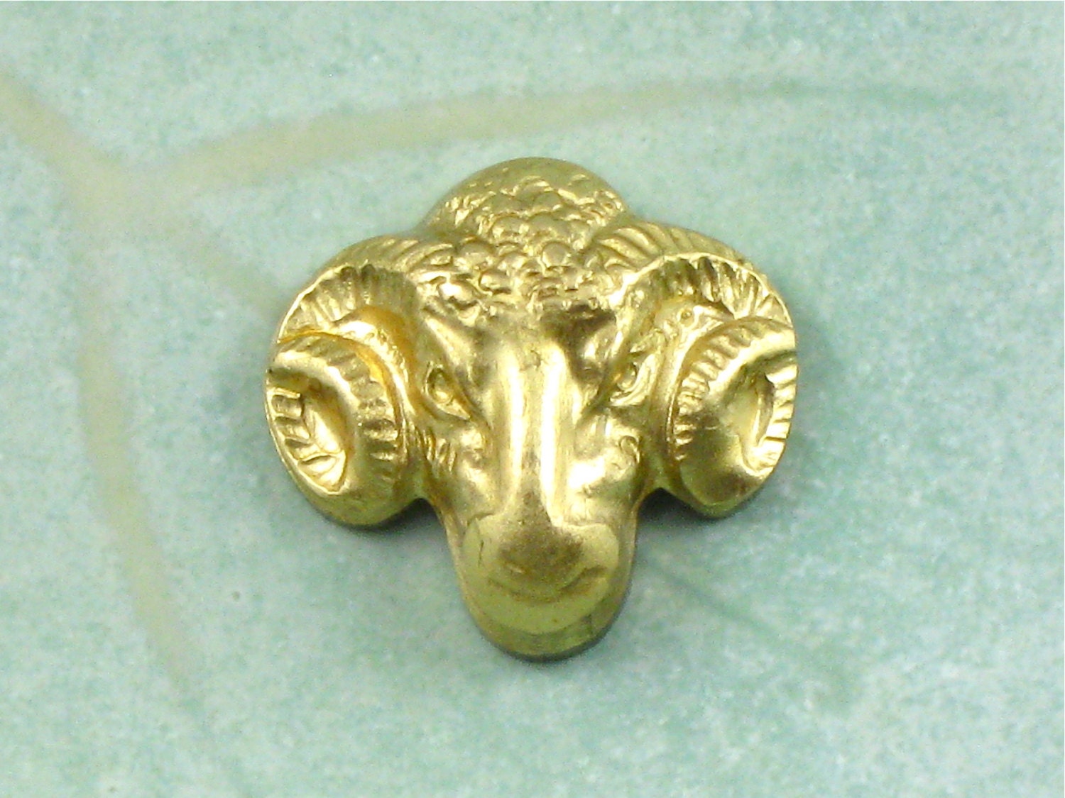 3 Gold Ram Head Jewelry Embellishments. Thick, Raw Brass Stamping, Made in Us. 15mm X 16mm | St30Nr
