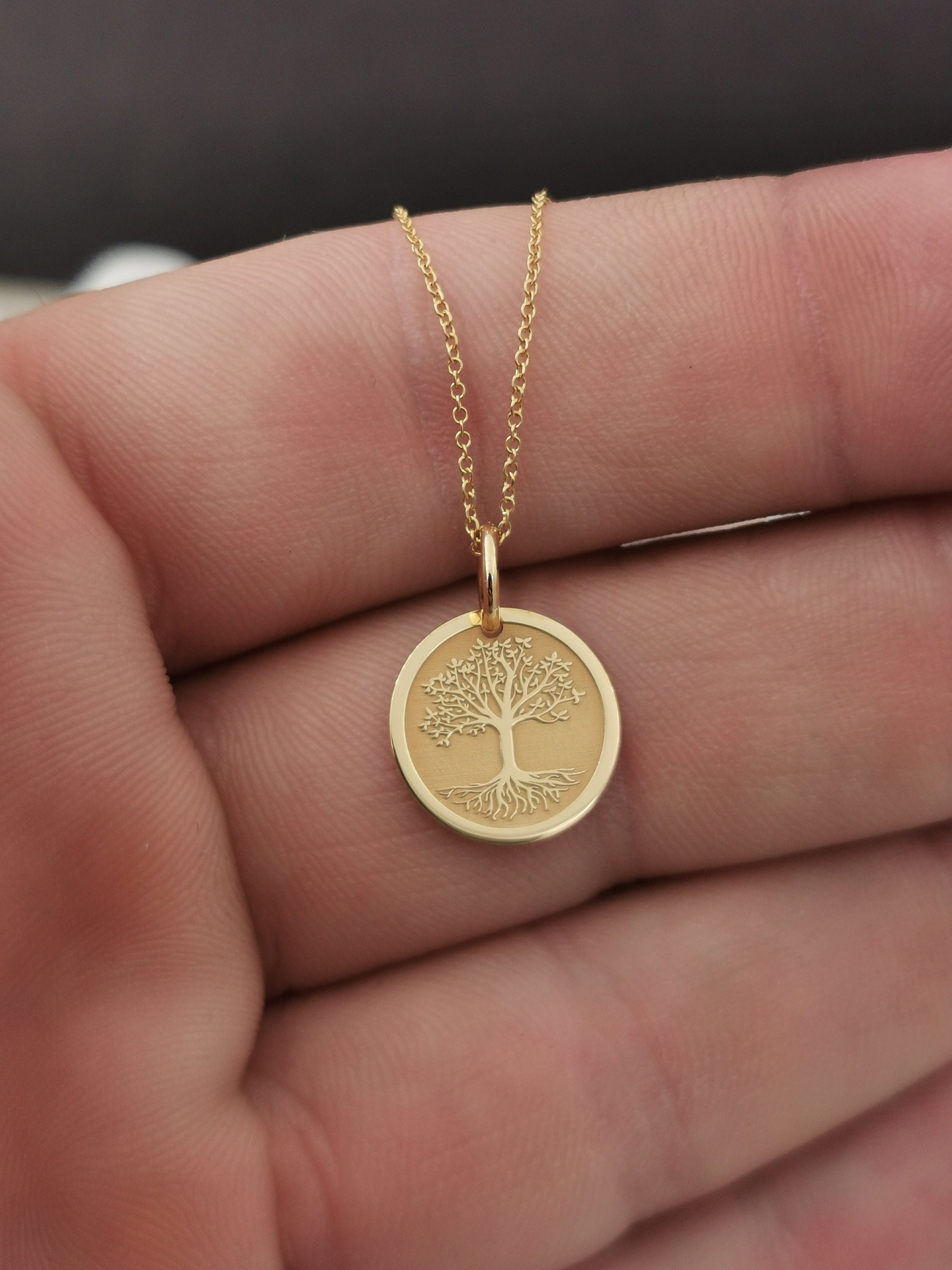 Dainty 14K Solid Gold Tree Of Life Necklace, Custom Necklace, Personalized Of Life Necklace