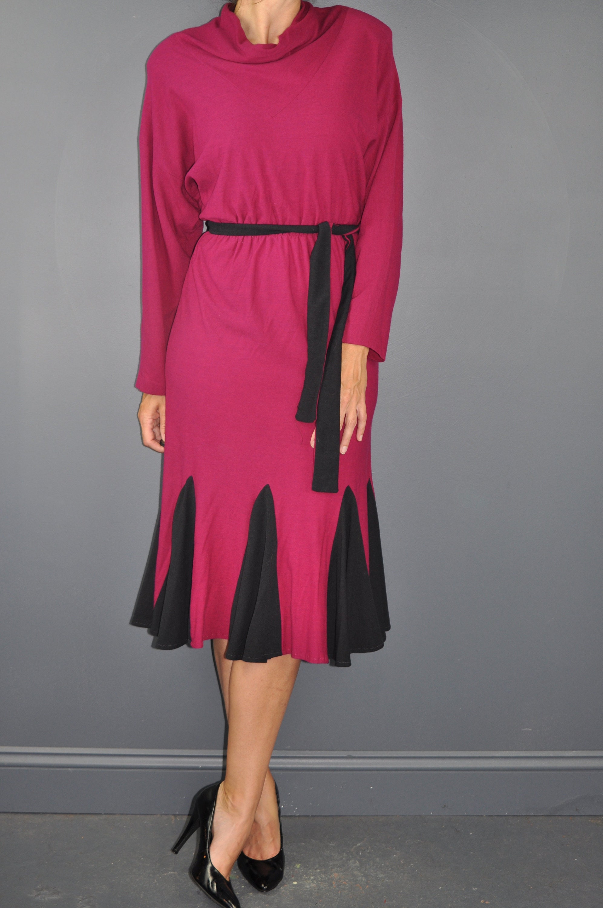 80S Fuchsia Wool Blend Dress S