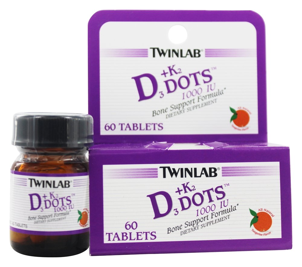 Twinlab - Vitamin D3 plus Vitamin K2 Dots 1000 IU - 60 Tablets