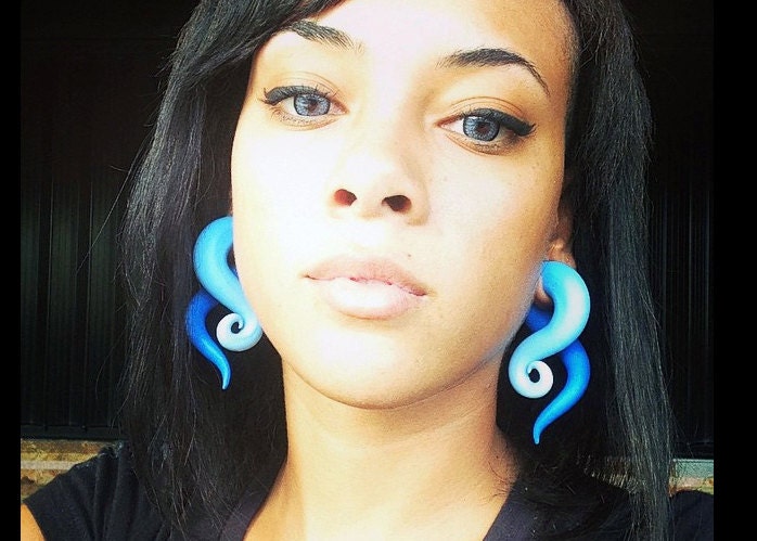 Tsunami Ombre Two Color Blend Earrings For Stretched Lobes - Fake, 2G, 0G, 00G, 7/16, 1/2, 9/16", 5/8", 11/16", 3/4" Gauges Gauged"