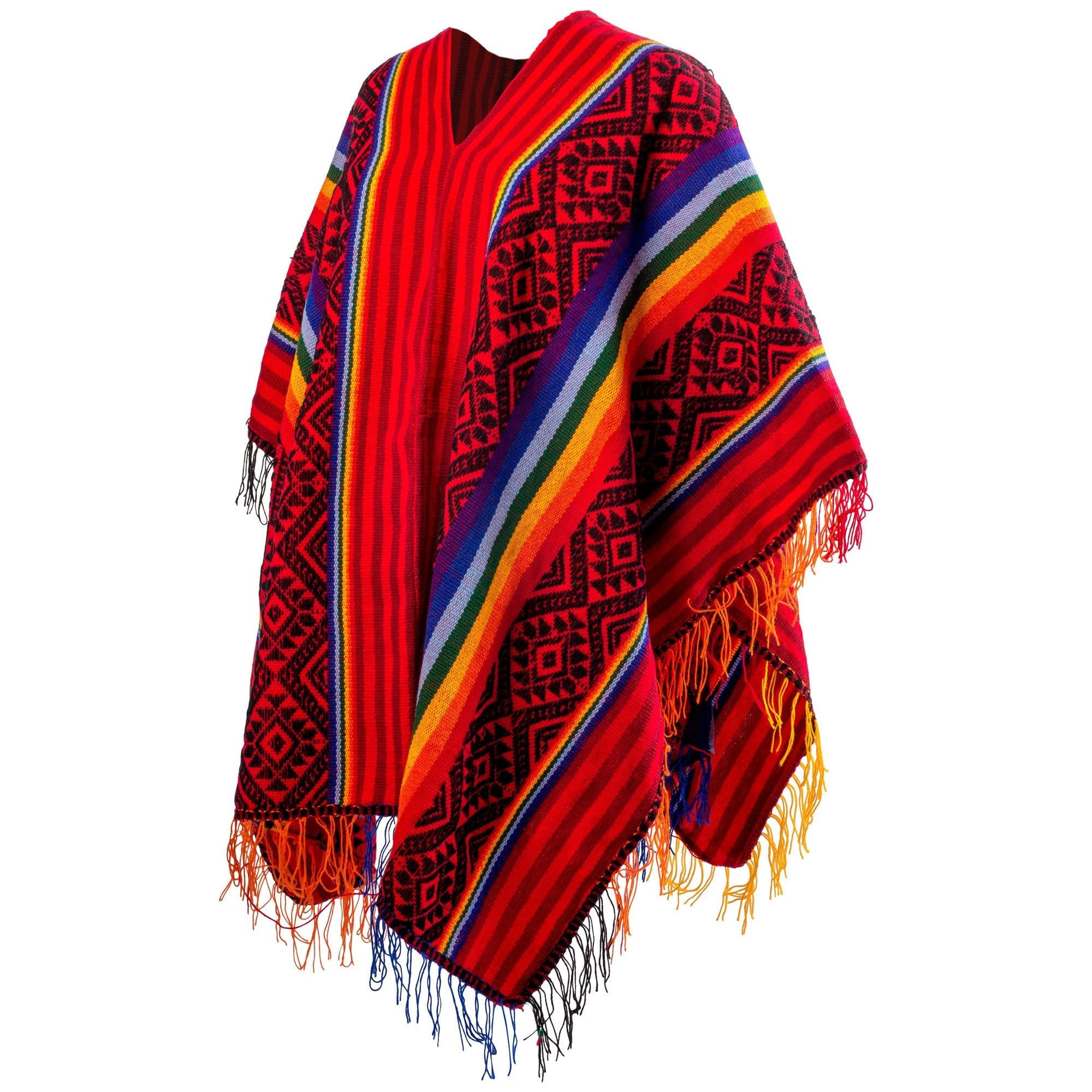 Peruvian Traditional Wool Blend Poncho Rainbow, Bohemian, Shawl Ethnic, Unisex Wool, Sacred Valley Ponchos, Peruvian Ponchos