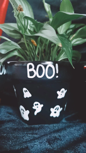 Buy Halloween Ghost Boo Handpainted Plant Pot, 10cm Terracotta Planter ...