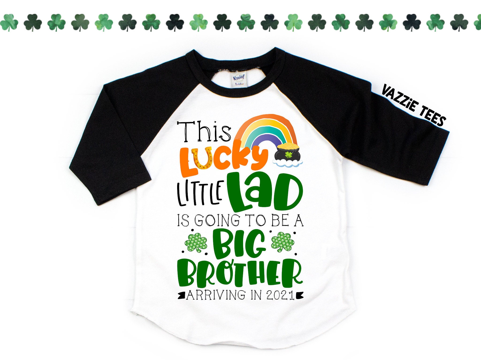 This Lucky Little Lad Is Going To Be A Big Brother - Announcement Shirts St. Patricks Day Boys Tees