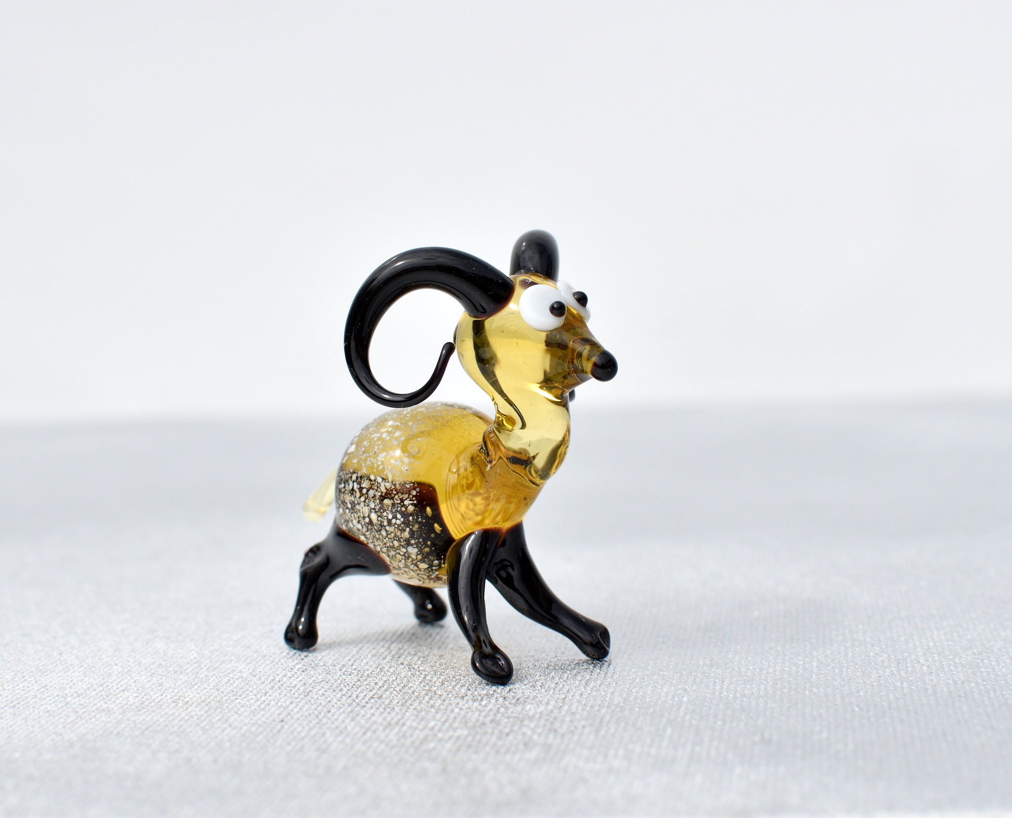 Glass Ram , Whimsical Character From Menagerie. Flame Work, Hand Blown Glass Excellent Gift