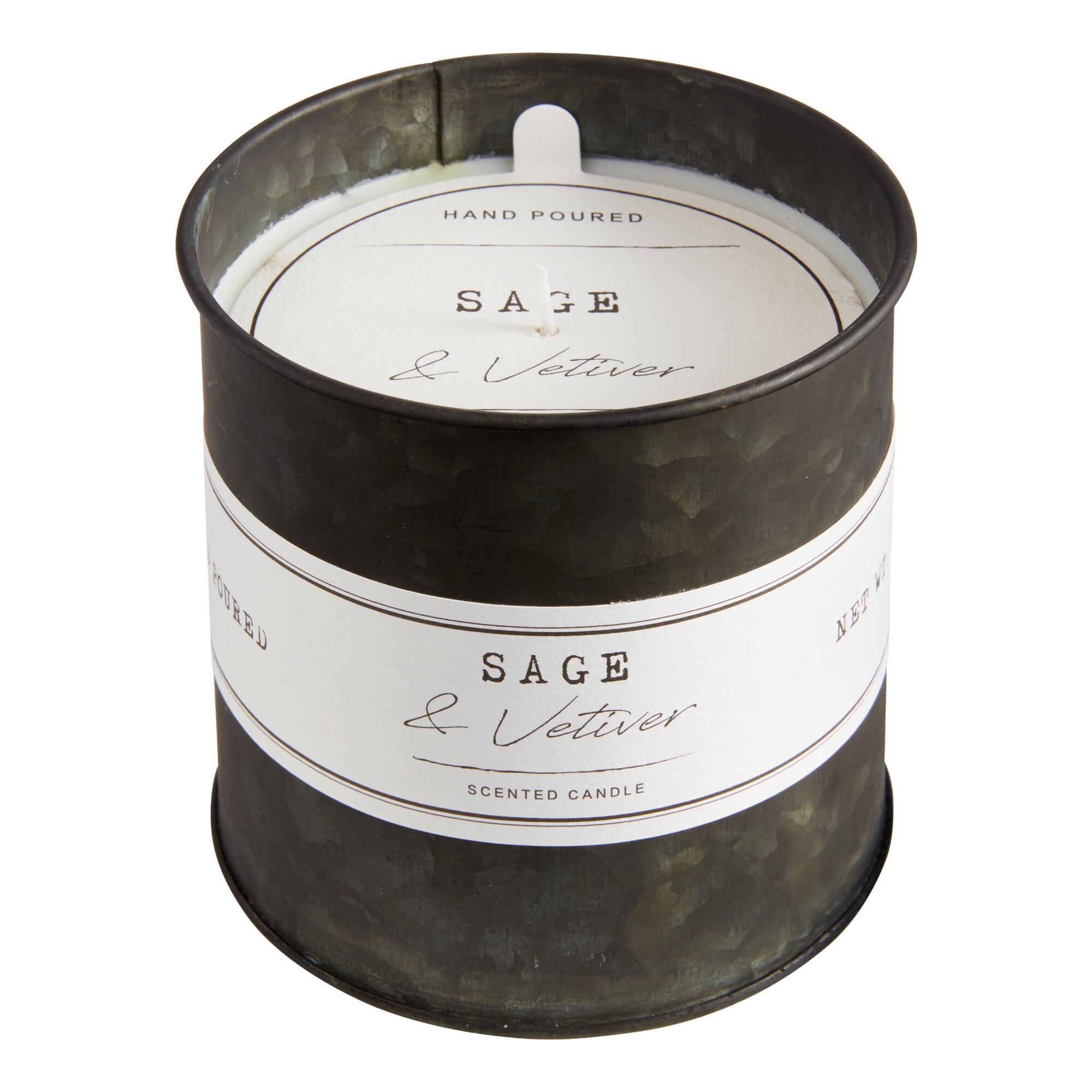 Sage & Vetiver Antique Oil Tin Scented Candle: Black - Wax by World Market