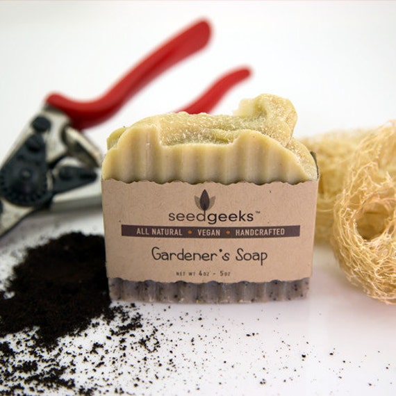Gardener's Scrub Soap - Handmade Soap, Natural Homemade Vegan Cold Process Soap, With Exfoliating Luffa, Pumice, & Coffee