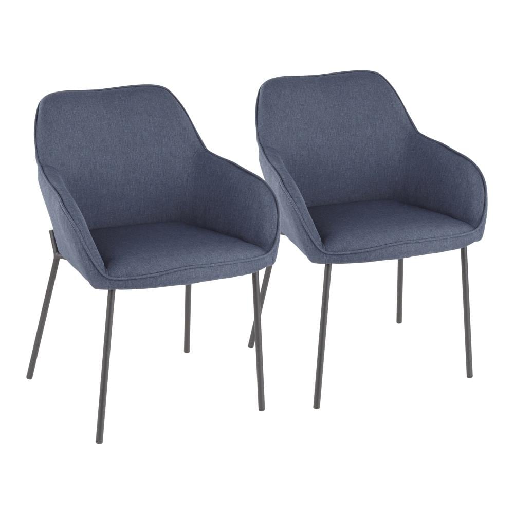 LumiSource Set of 2 Daniella Contemporary/Modern Polyester/Polyester Blend Upholstered Dining Side Chair (Metal Frame) in Blue | DC-DANIELLA BKBU2