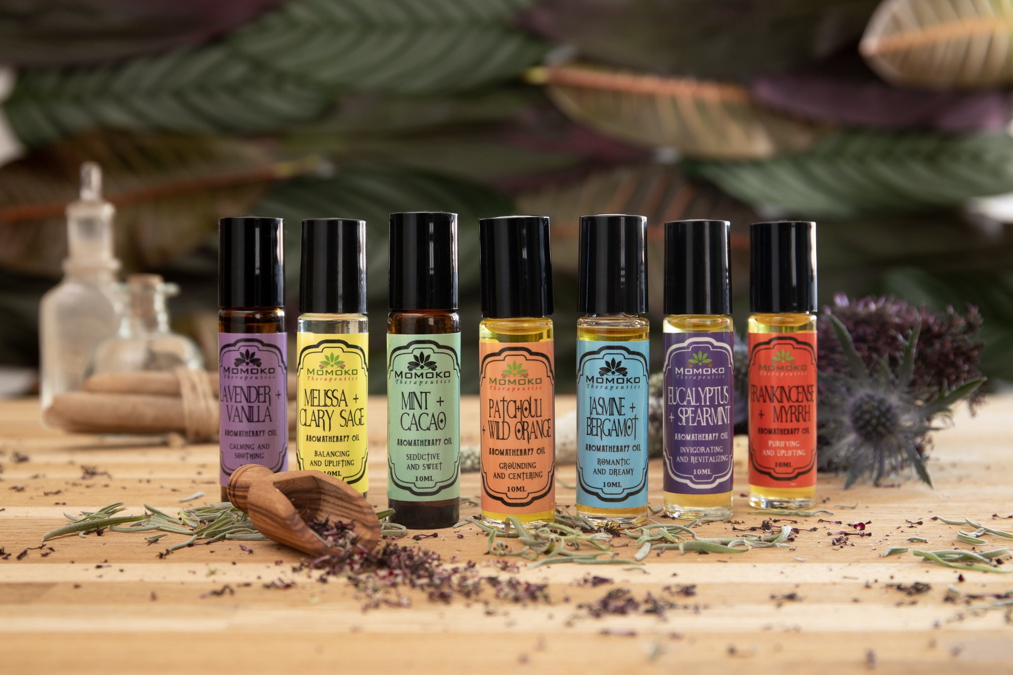 Roll-On Aromatherapy Blend Oil Set - Rainbow & Chakra Essential Perfume, Roll-On Fragrance