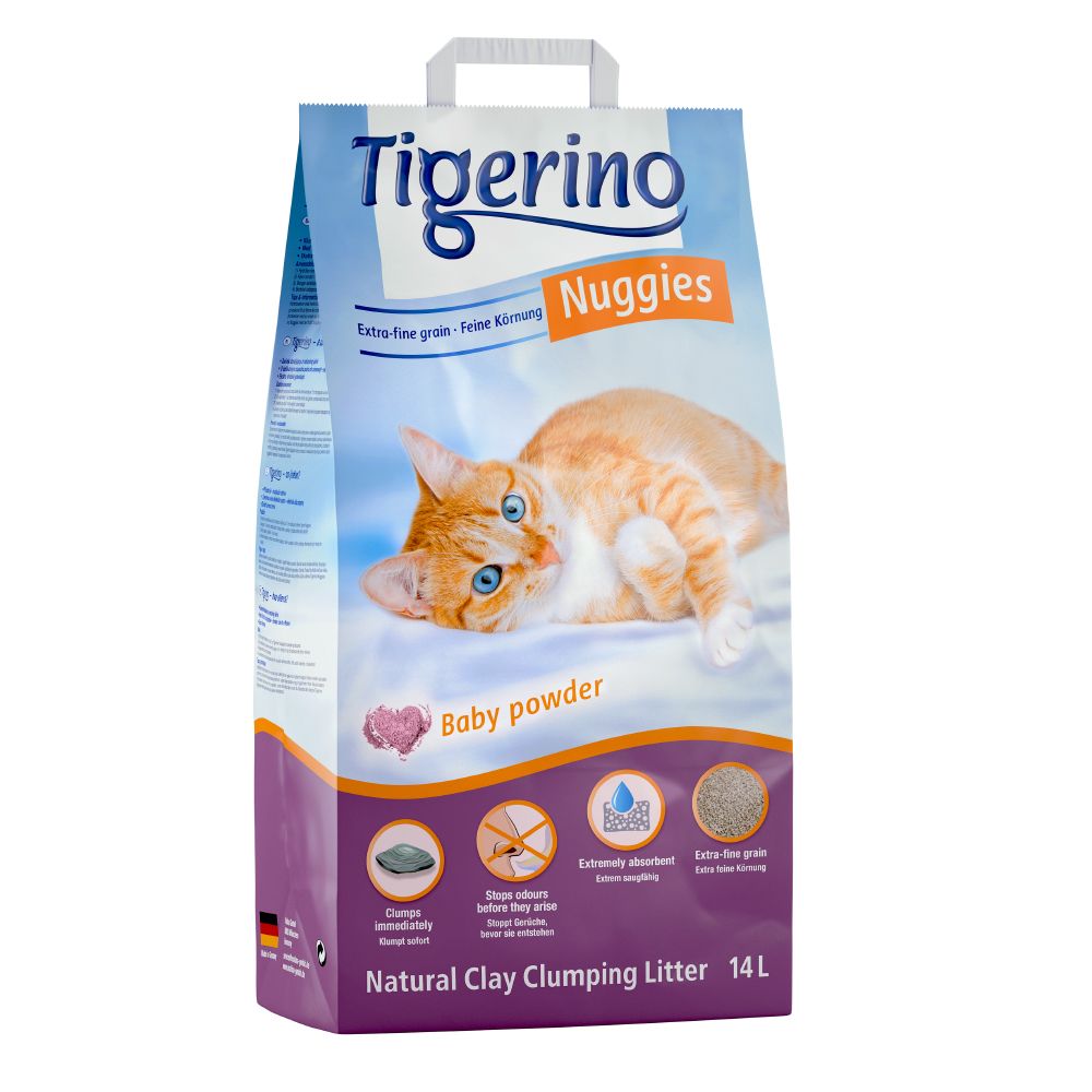 Tigerino Nuggies Cat Litter - Babypowder Scented - Economy Pack: 2 x 14l