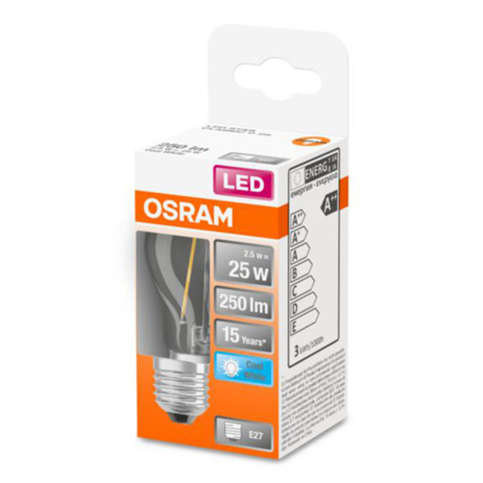 OSRAM Classic P-LED-lamppu E27 2,5W 4 000 K kirkas