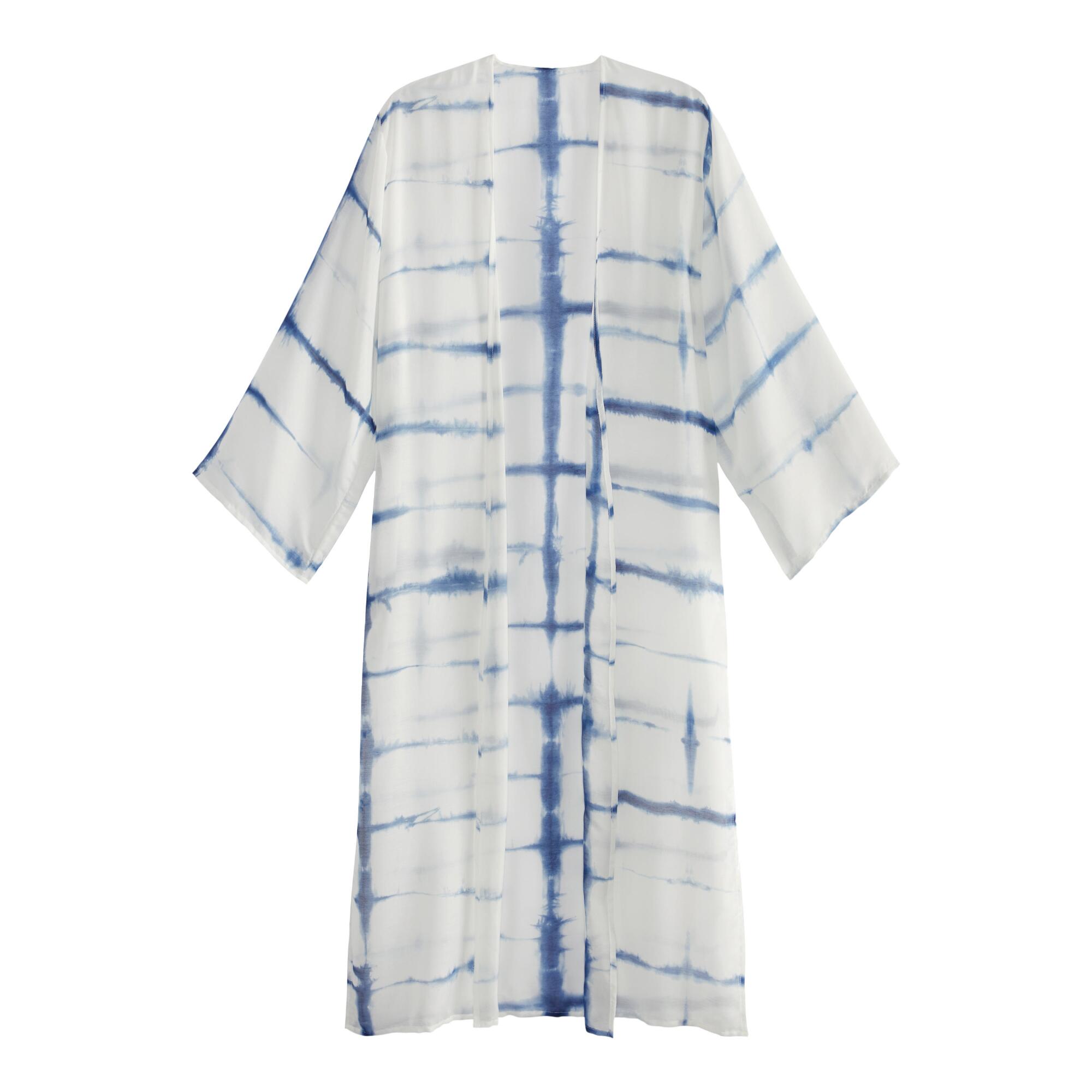 Indigo Blue And White Tie Dye Long Kimono by World Market