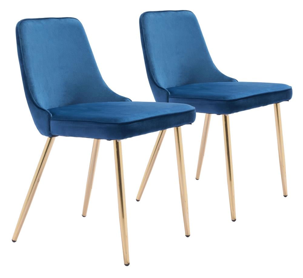 Zuo Modern Set of 2 Merritt Contemporary/Modern Polyester/Polyester Blend Upholstered Dining Side Chair (Metal Frame) in Blue | 101079