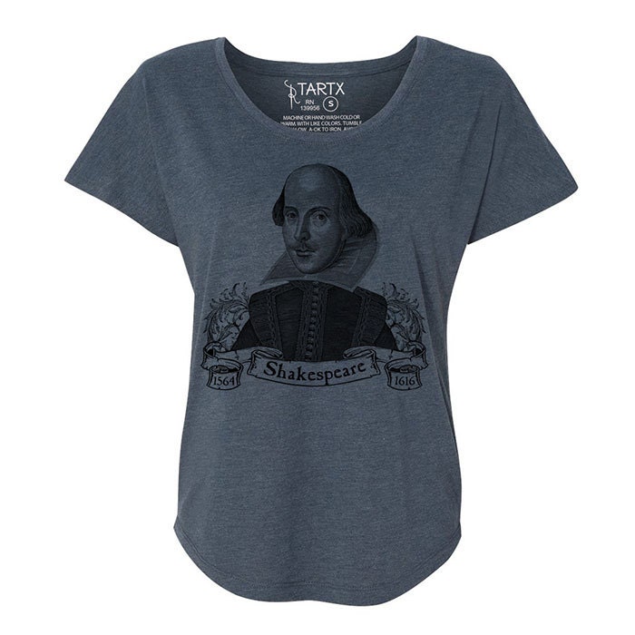 William Shakespeare Tri-Blend Dolman T-Shirt Xs-3Xl