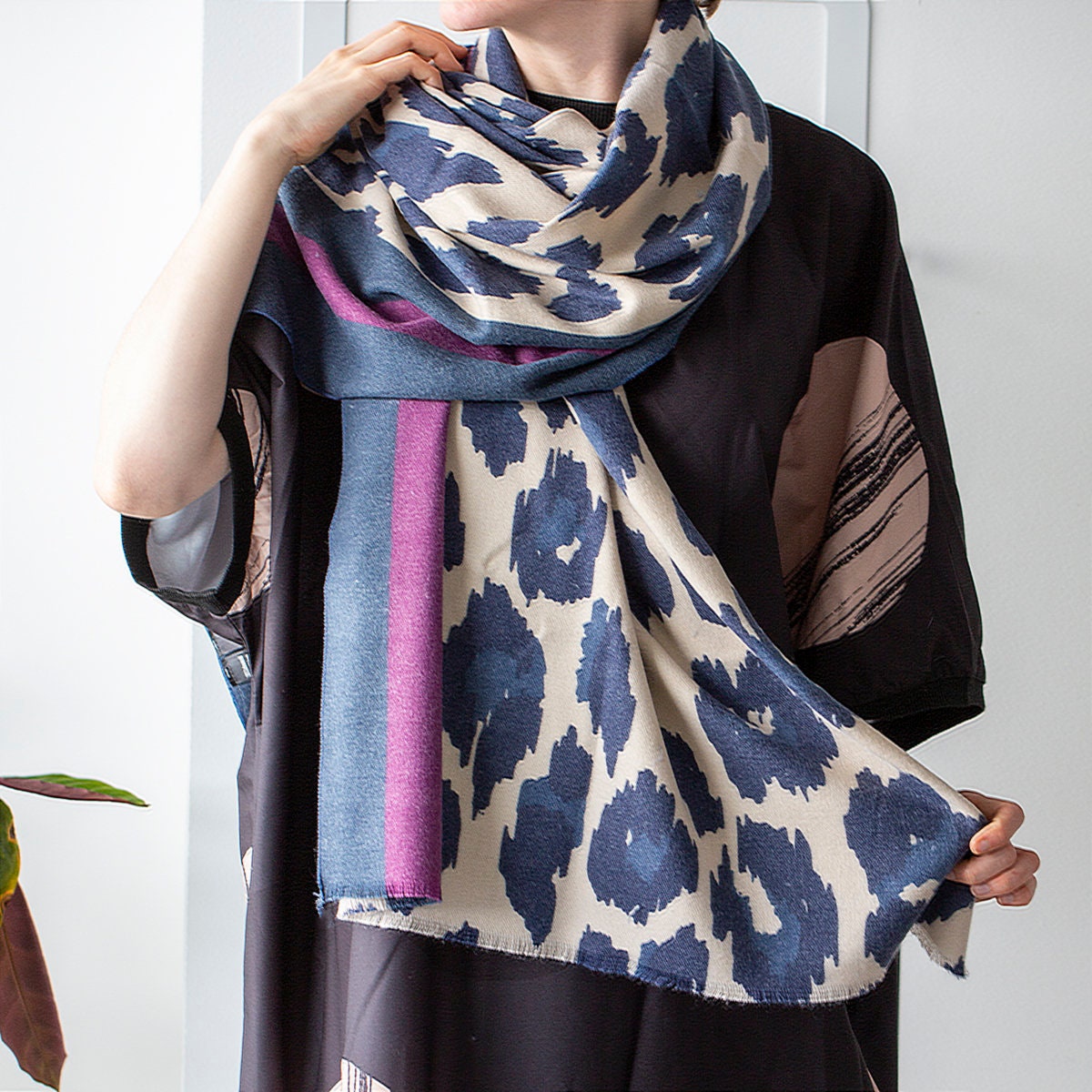 Personalised Cashmere Blend Leopard Scarf