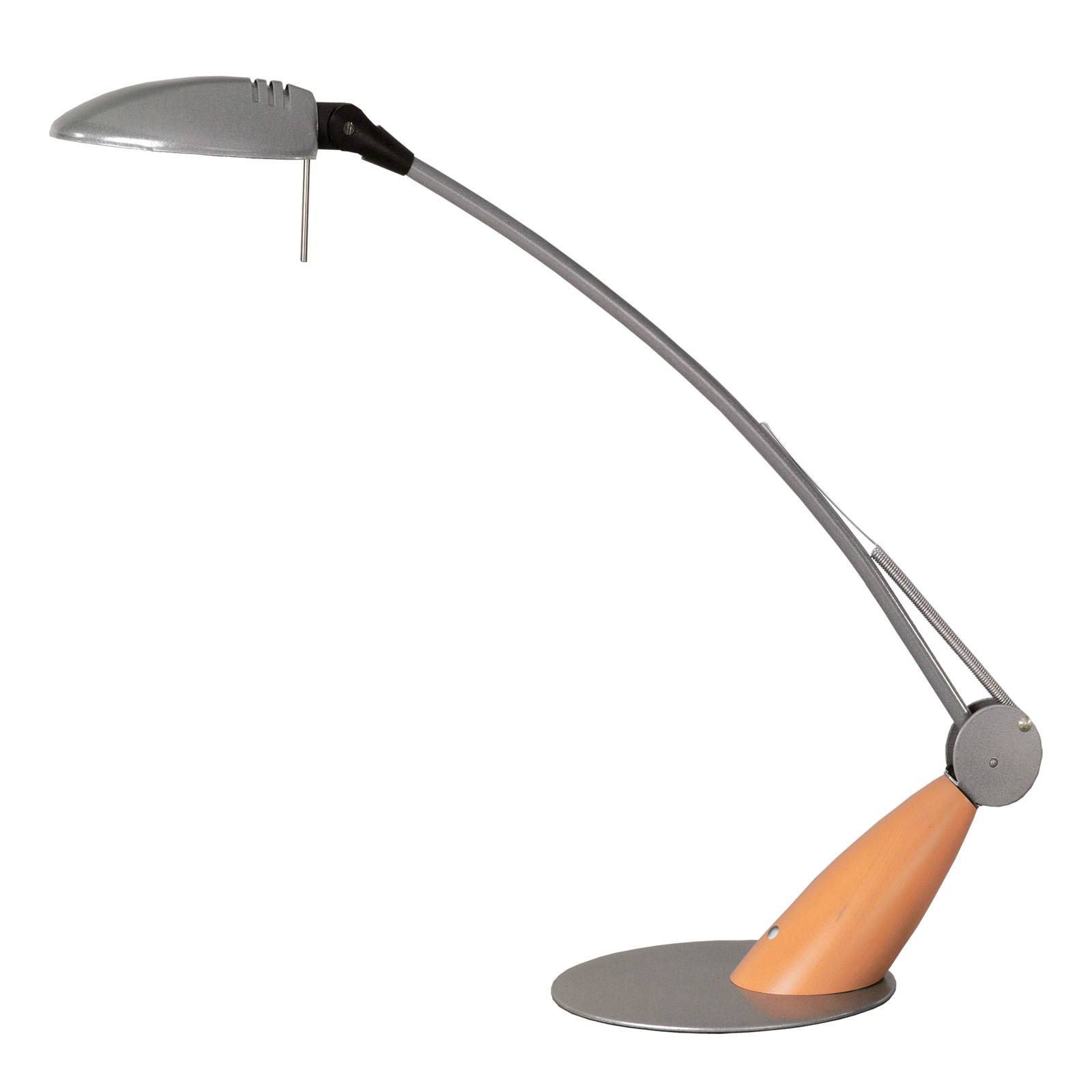 LED-työpöytälamppu Swingo puuta, harmaa