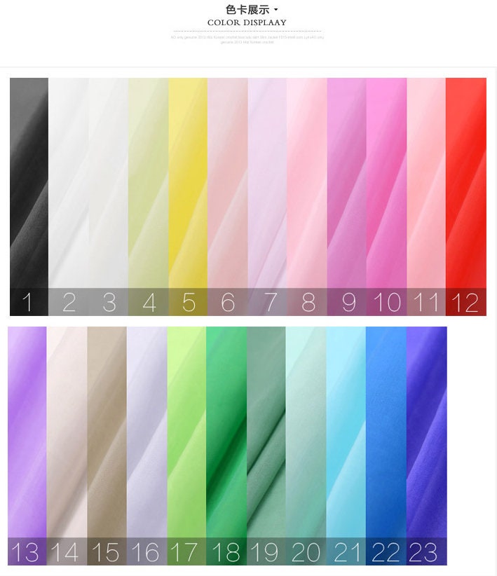 23 Kinds Of Pure Color Silk Cotton Blend Fabric Backing Liner, By The Yard, Width 53 Inch