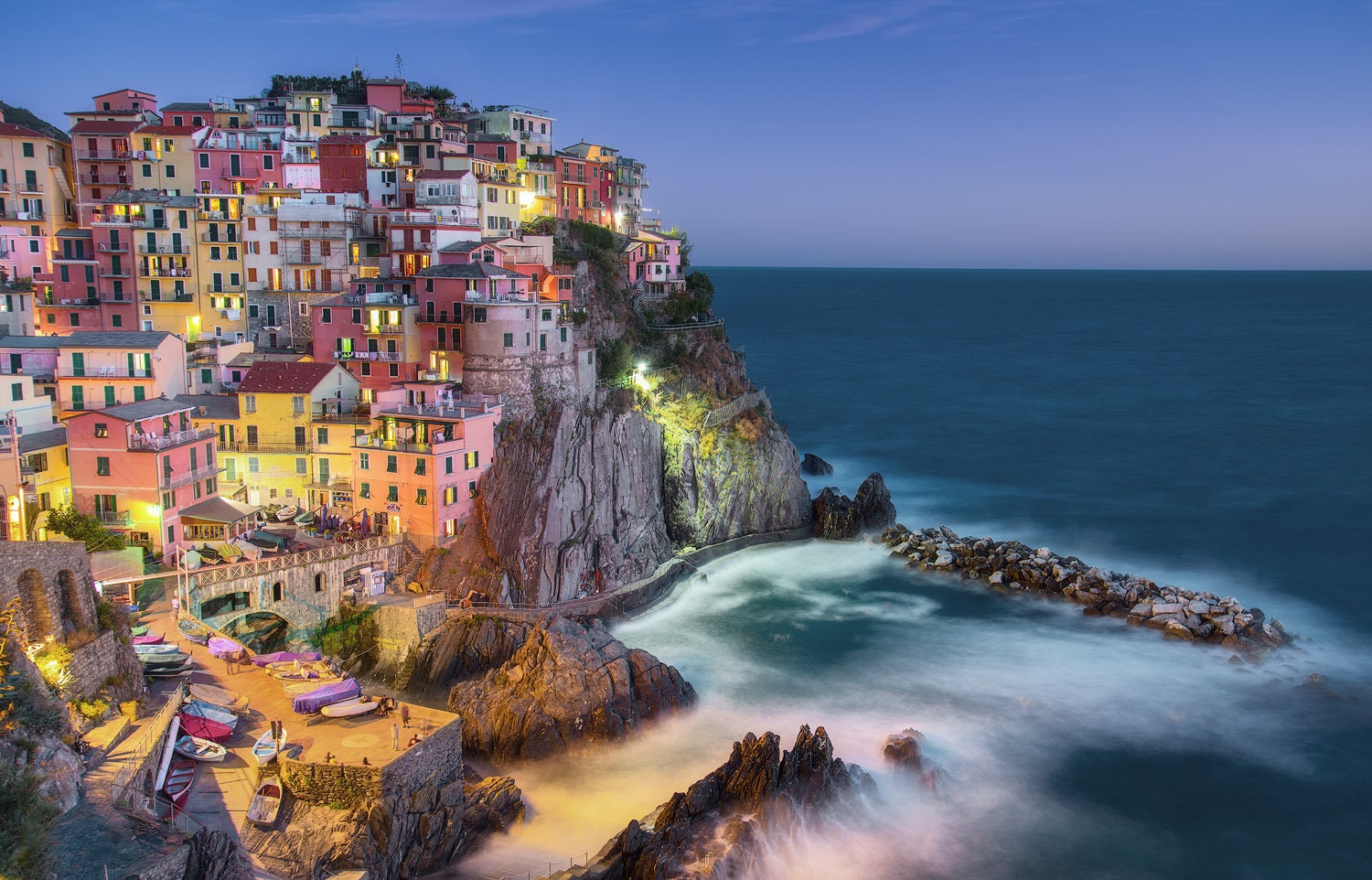 Colors Of The Night Wall Art Print - Manarola, Italy Cinque Terre Gift Mediterranean Home Decor | Travel Photography By Theworldexplored
