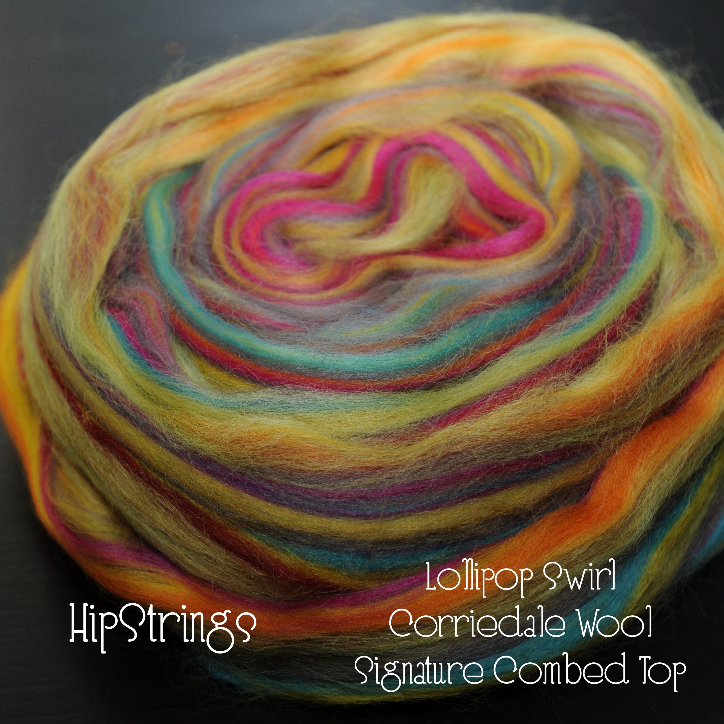 Lollipop Swirl Signature Blend - Corriedale Combed Top 4 Oz