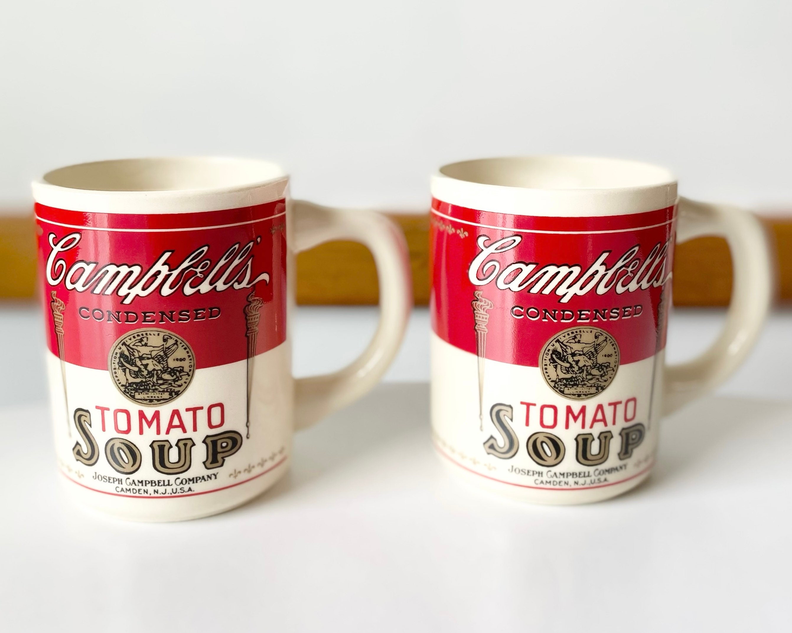 1960S Campbell's Tomato Soup Mug Set Of 2 Vintage Ceramic Cup Made in Usa Retro Mcm Andy Warhol