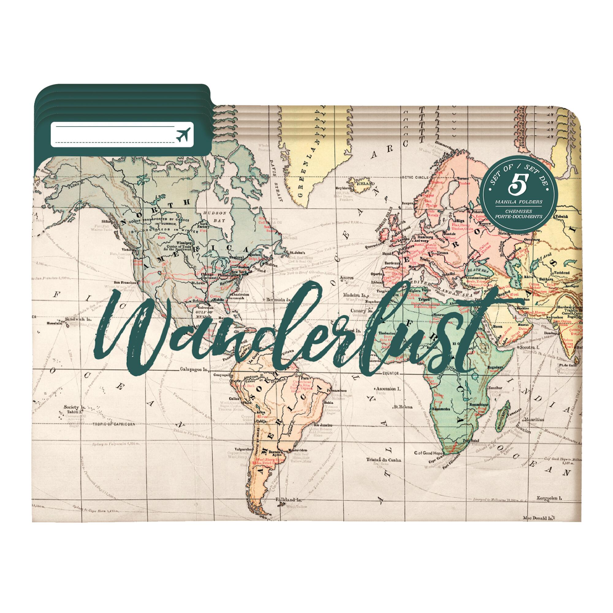 Legami Wanderlust Travel Map File Folders 5 Pack: Multi - Paper by World Market